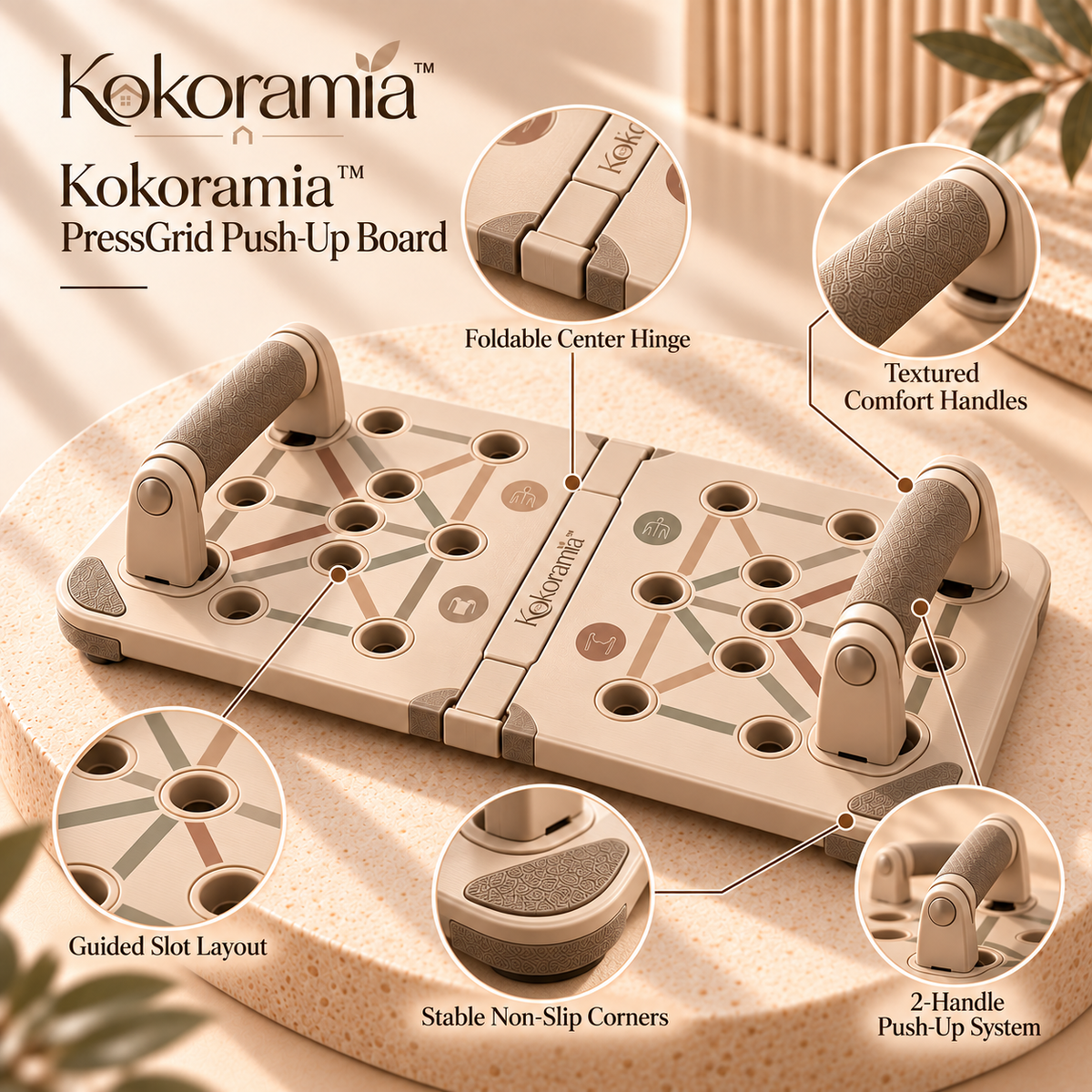 Kokoramia™ PressGrid Push-Up Board